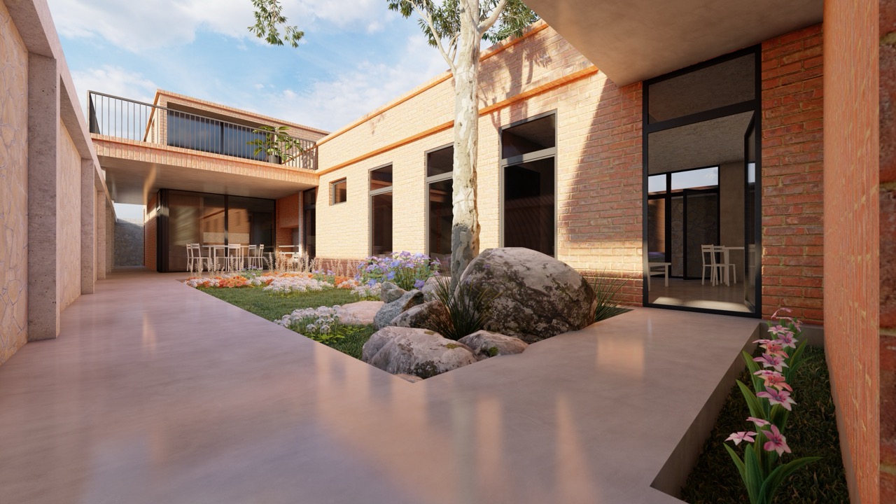 Rendered view of interior living space